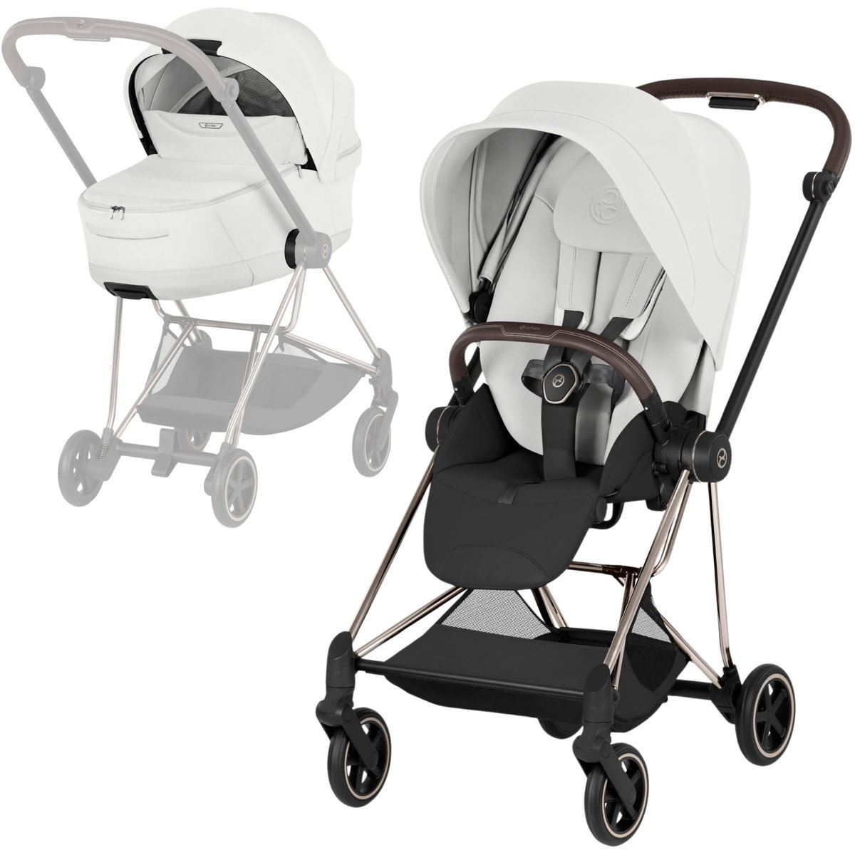 Product Image for CYBEX Mios Style champagne gold Set off white light beige pour 1 enfant avec 4 roues