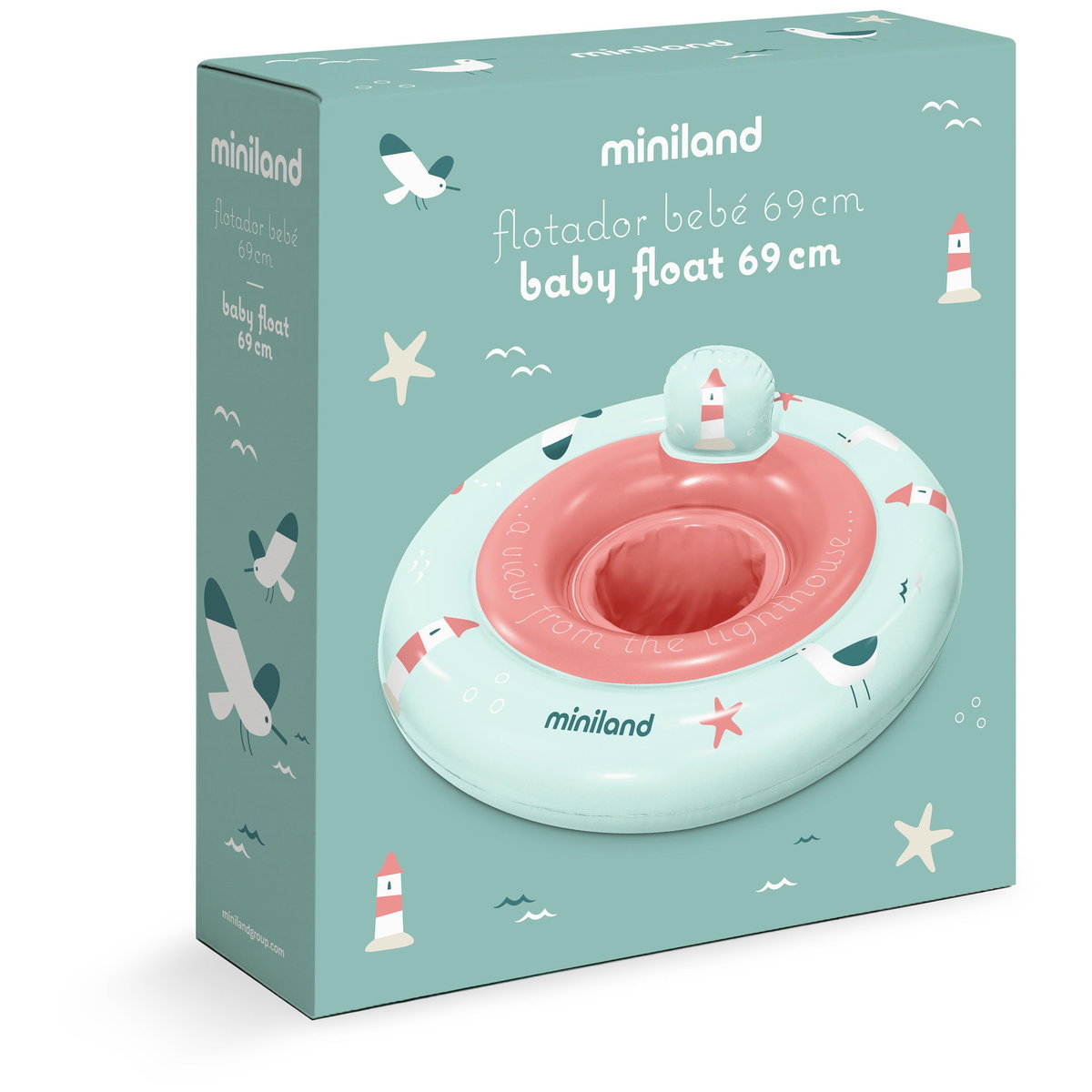 Miniland – Bouée Circulaire Bébé 69 Cm, Gonflable Stable, Dès La Naissance, Pour Piscine Et Plage – Sécurité Et Confort