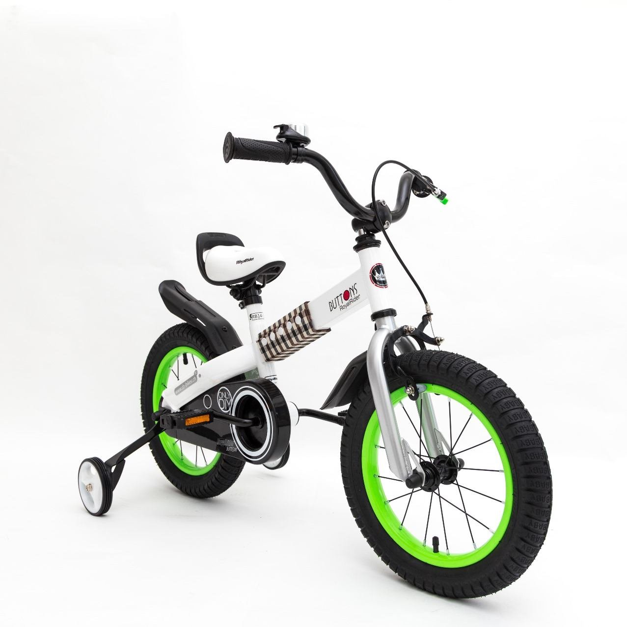 RoyalBaby bambini bicicletta pulsanti 14 pollici verde