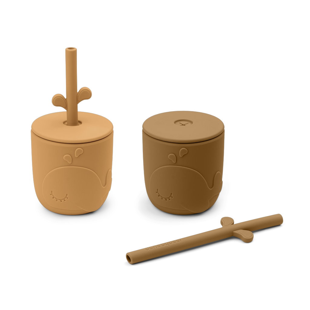 Product Image for Done by Deer Peekaboo 2 Cup Set with Straw mustard