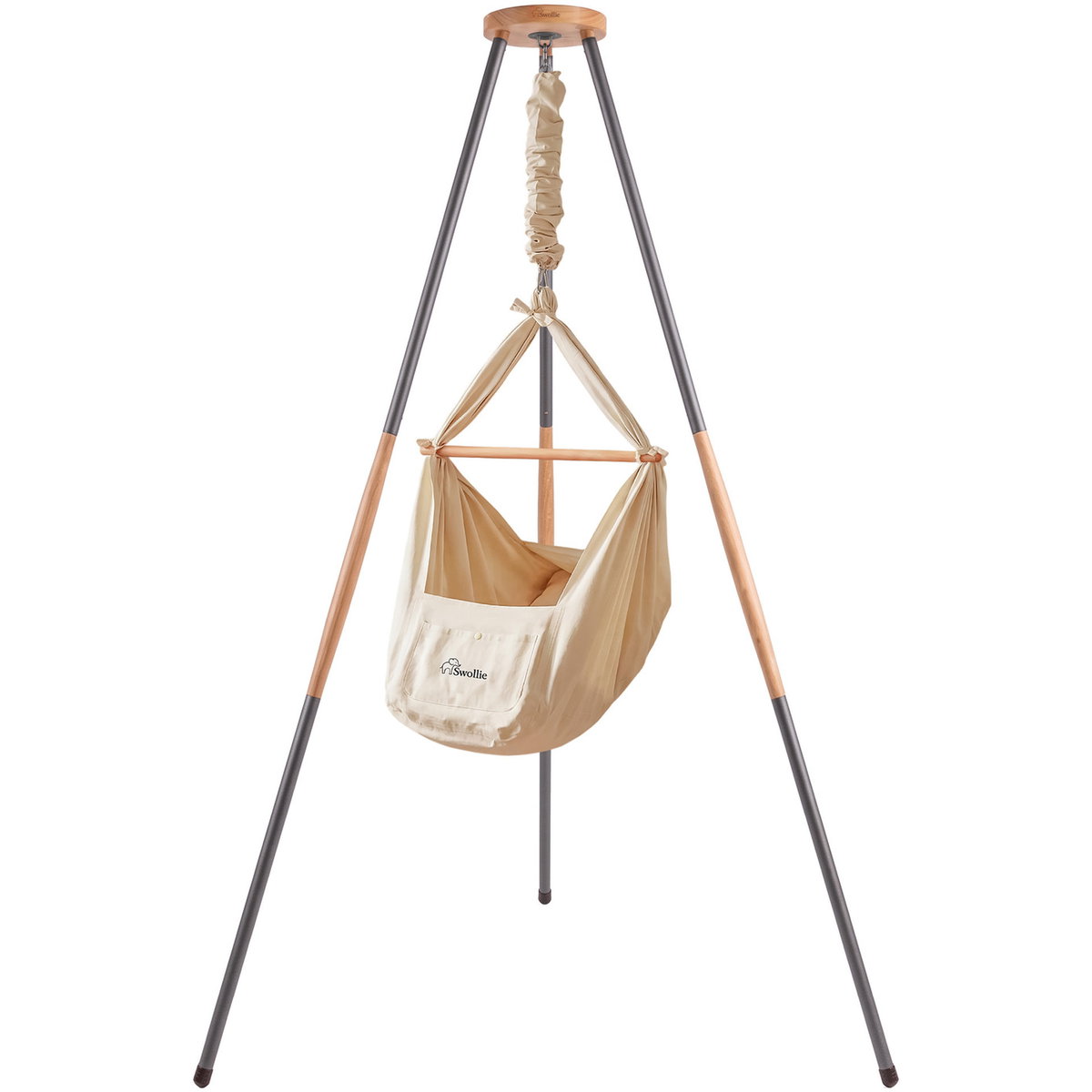 Product Image for Swollie Premium Baby Hammock C-Swing with Tipi Frame beige/anthrazit Model Sheep Wool Mattress