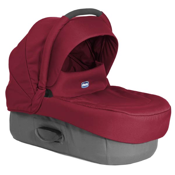 Rote und graue Babytragetasche mit Verdeck