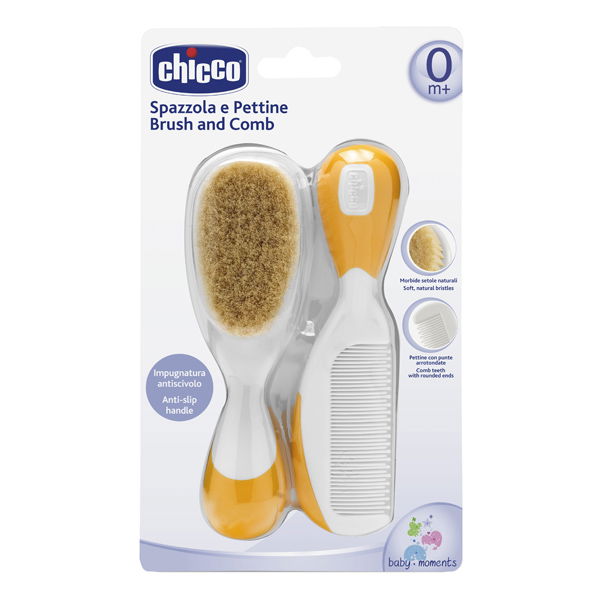Chicco Comb and Natural Brush orange