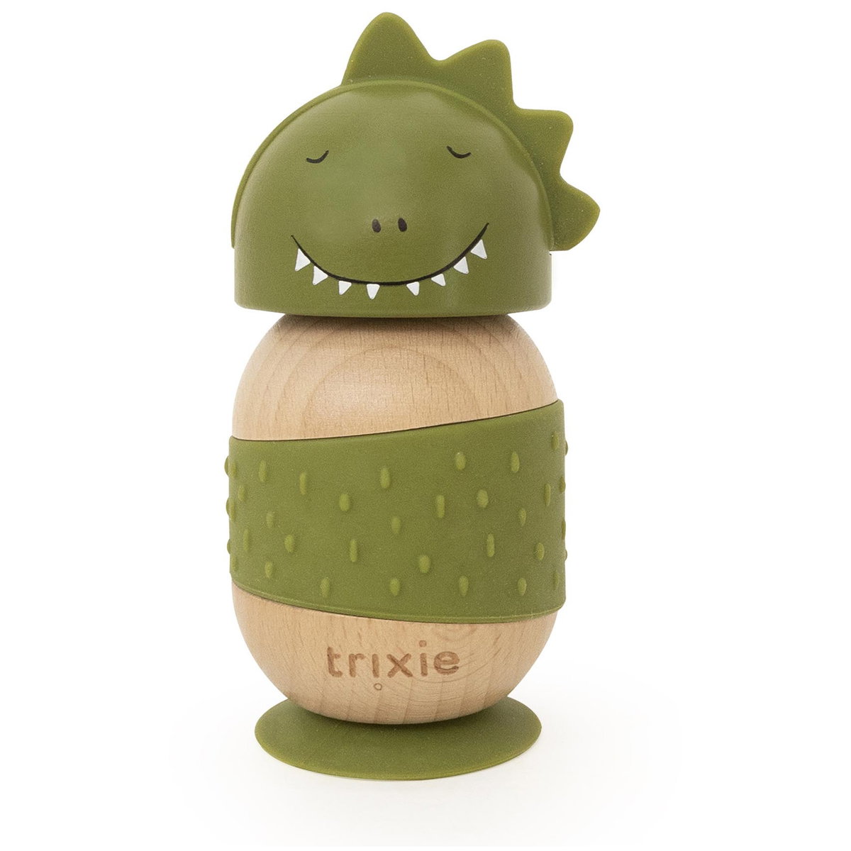 Product Image for trixie Wooden and Silicone Wobbly Toy mr. dino