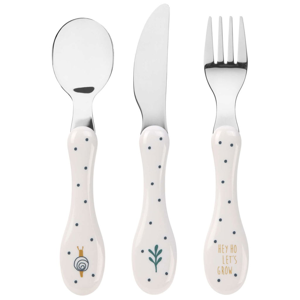 PandaEar Set di Posate in Silicone e Acciaio Inox per Bambini, 6 Pezzi di Cucchiai e Forchette per Bambini in Acciaio Inox con Manico in Silicone Anti-Soffocamento (Blu &Verde &Beige