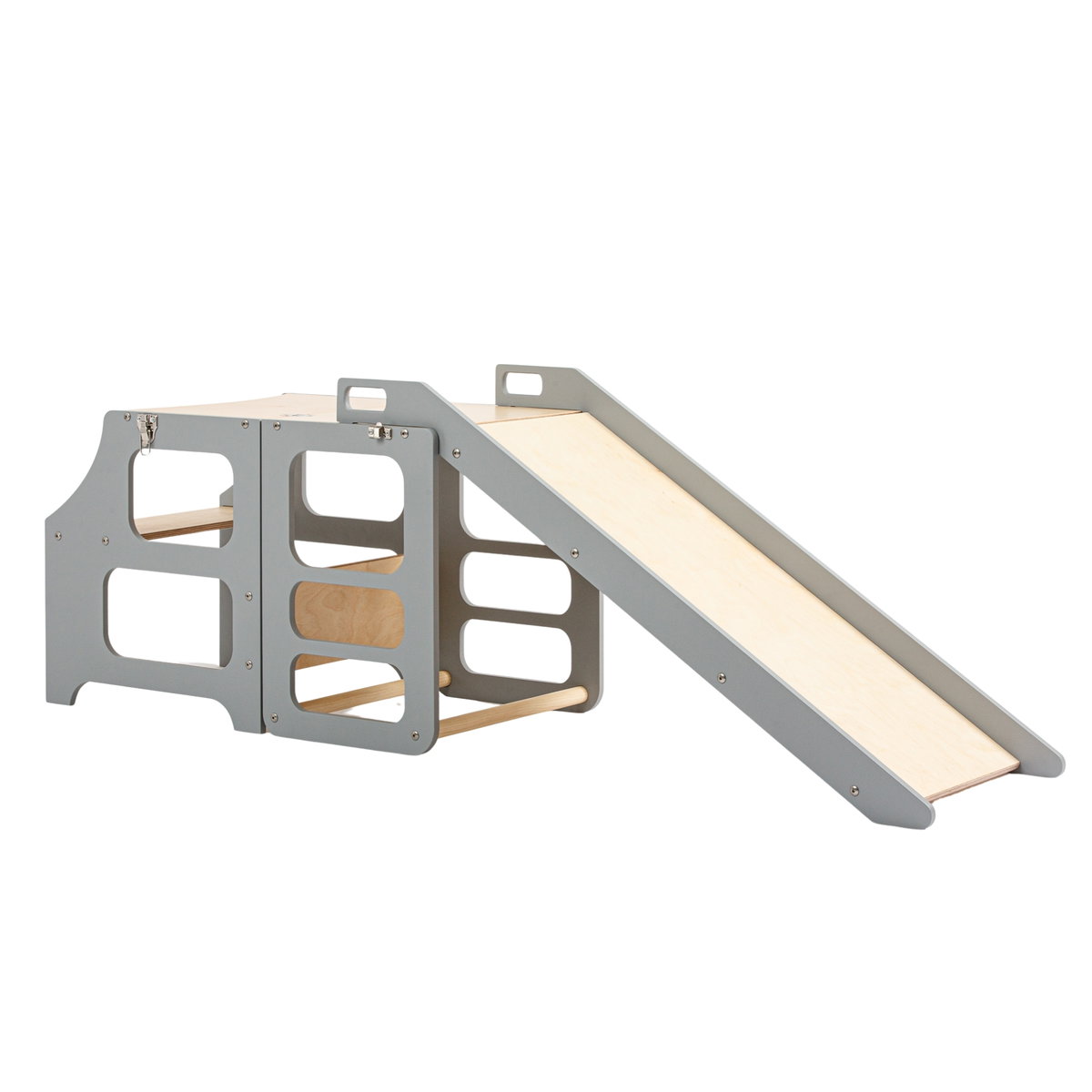 Product Image for Duck Woodworks EC foldable learning tower with slide grey