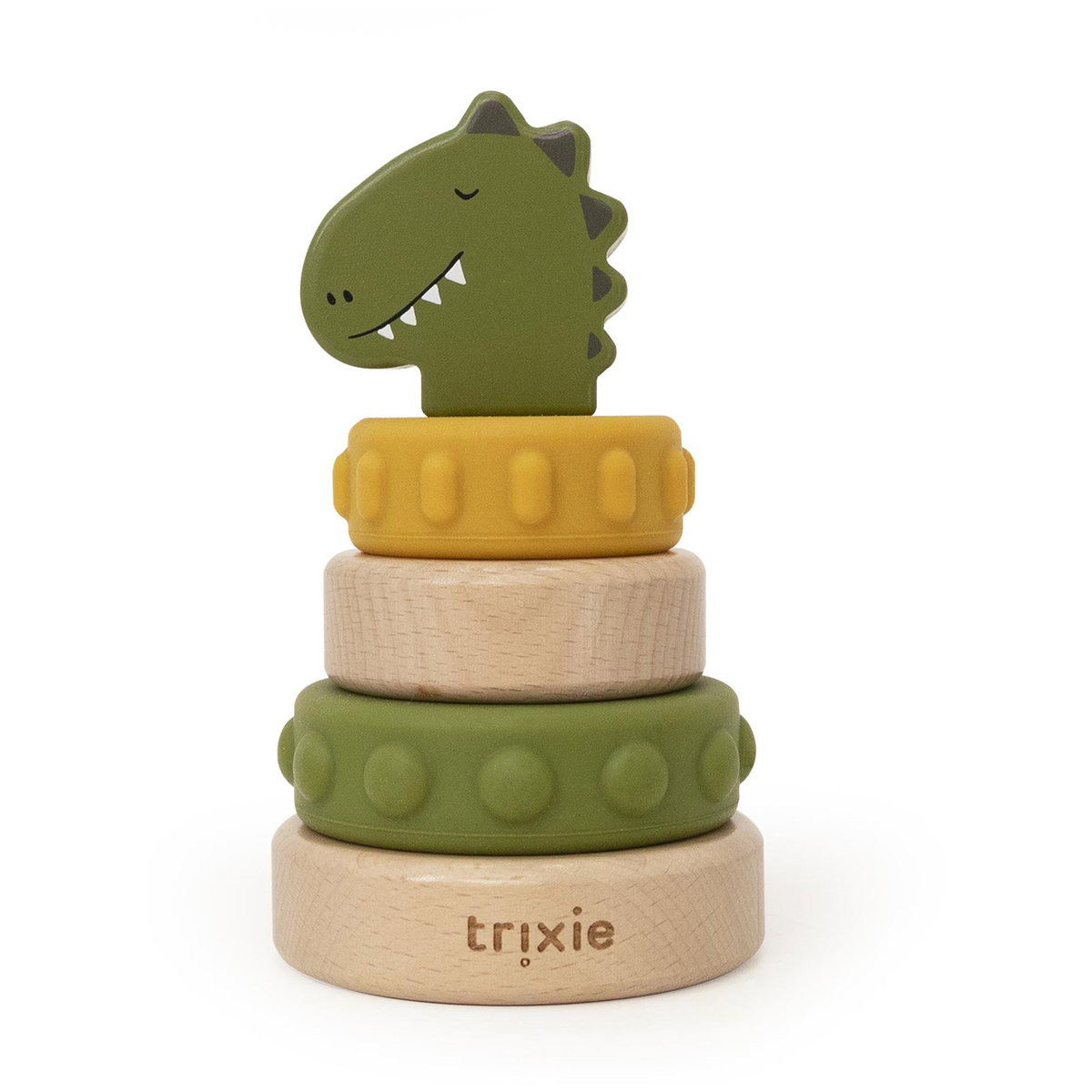Product Image for trixie Wooden and Silicone Stacking Tower mr. dino