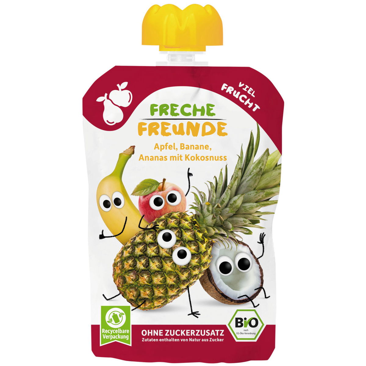 Product Image for Freche Freunde Bio Quetschie Apfel Banane Ananas und Kokos Alter ab 6 M