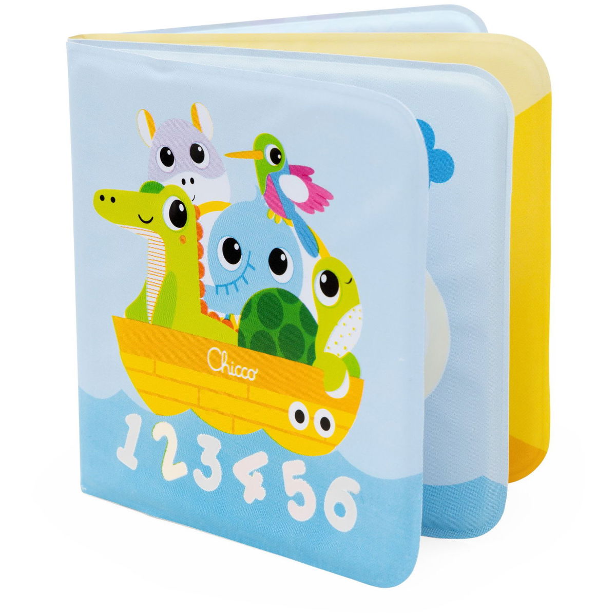 Buntes Badebuch mit Tierillustrationen und Zahlen auf dem Co