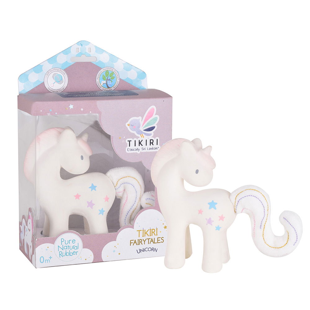 Product Image for Tikiri Natural Rubber Baby Rattle Unicorn Cotton Candy age from 0 M