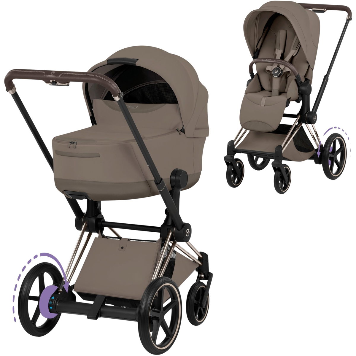 Product Image for CYBEX ePriam Style champagne gold Set coconut brown dark brown