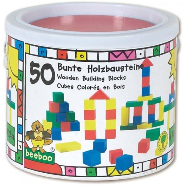 Beeboo cubes en bois coloré 50 pièces