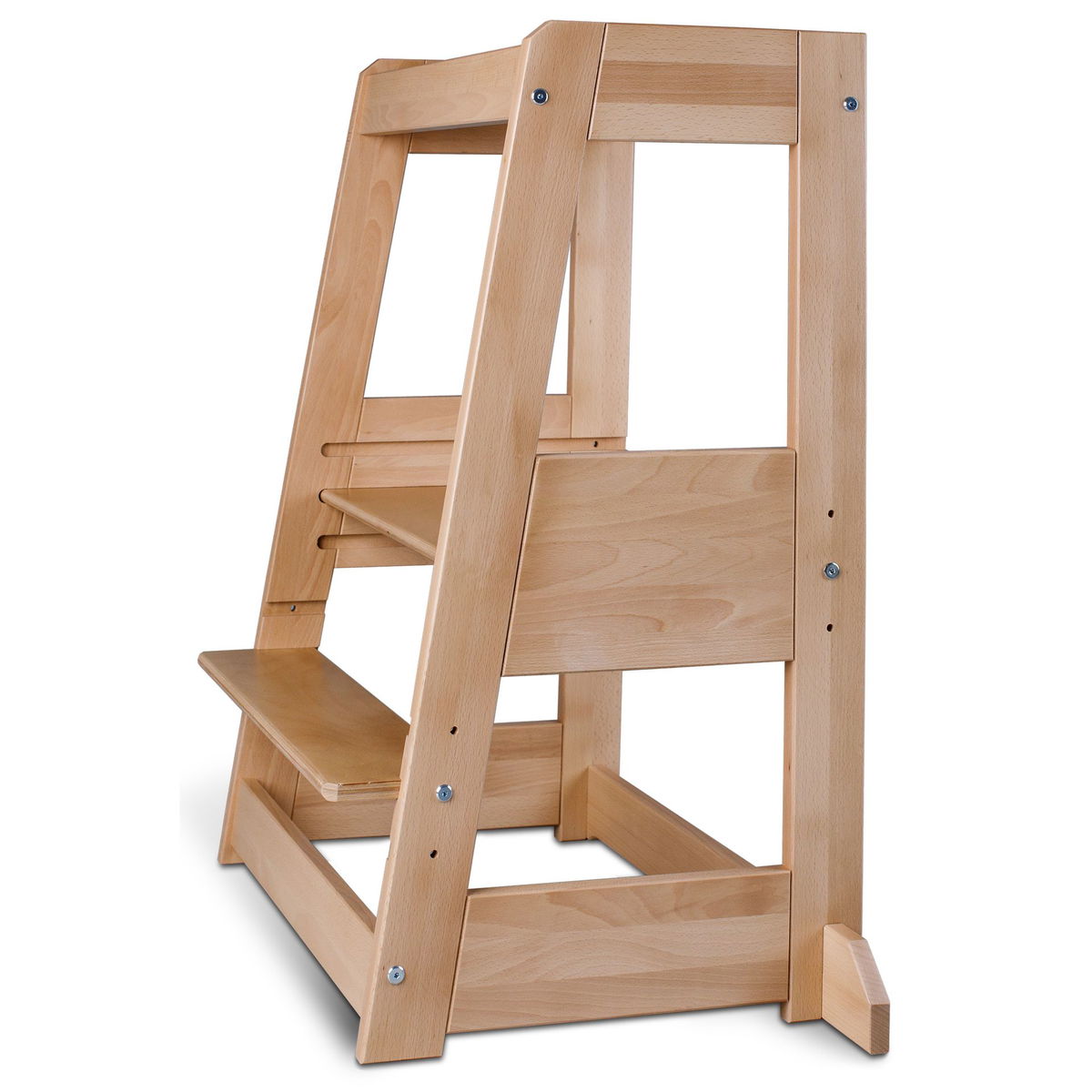 Holzlernstuhl mit verstellbarem Tritt und Rückenlehne von ti