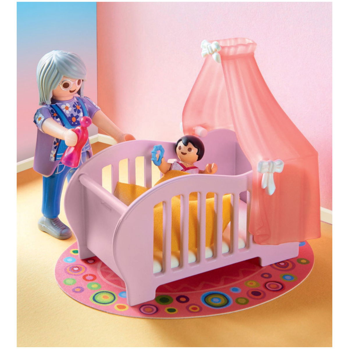 PLAYMOBIL Dollhouse 70210 Baby room Playfully spoiling the